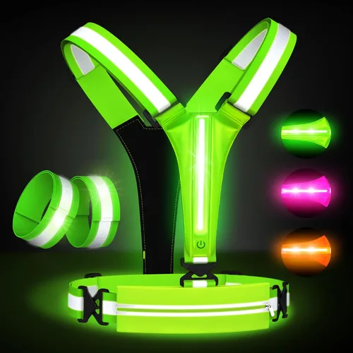 Miniatura 3 de Set de Chaleco Reflectante LED para Correr, Equipo de Correr Recargable por USB con Chaleco Iluminado para Corredores, Caminatas Nocturnas con Bolsa