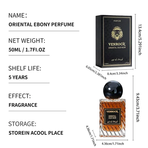 Miniatura 9 de Venrock Oriental Oud Noir EDP Spray 1.7 fl oz – Perfume oriental Woody para hombre, aroma árabe de larga duración, premium para ocasiones especiales