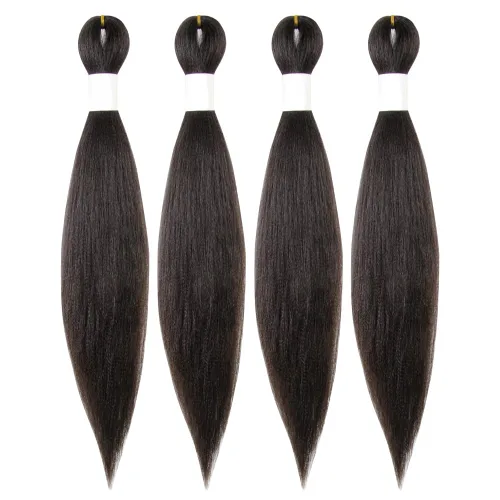 Miniatura 62 de Cabello trenzado preestirado de 10 pulgadas, 4 paquetes, extensiones de cabello corto para trenzas, cabello sintético preestirado #1 (negro azabache)