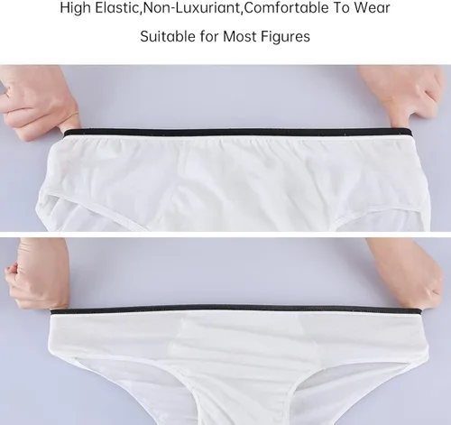 Miniatura 4 de 20 Packs Mens Cotton Disposable Underwear Panties Portable Briefs for Travel Fitness Hotel Spa Hospital Stays