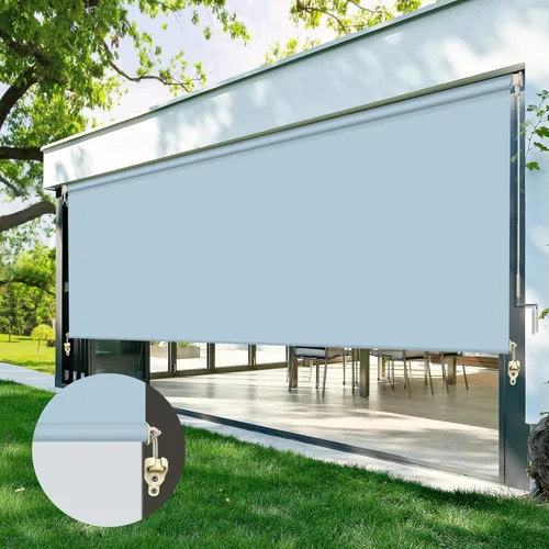 Miniatura 12 de ZY Blinds Persianas opacas para exteriores, sin cordones, de tela negra impermeable, para exteriores, protección contra la luz solar, pantalla