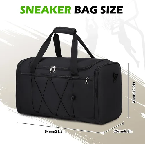 Miniatura 2 de Bolsa de lona para tenis para viajes, NEGRO-VERDE, Viajes