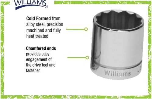 Miniatura 2 de Williams B-632 3/8 Drive Zócalo poco profundo, 6 puntos