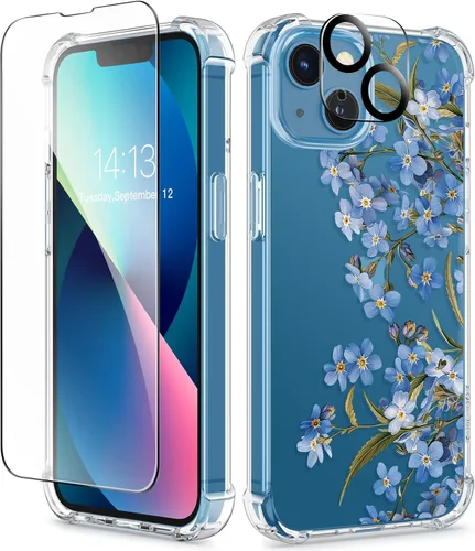 Miniatura 137 de GVIEWIN - Funda floral para iPhone 14 de 6.1 pulgadas, protector de pantalla + protector de lente de cámara, no se amarillenta, a prueba de golpes