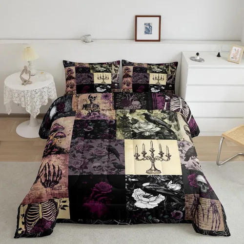 Miniatura 35 de Juego de edredón lindo de perro y gato, tamaño matrimonial, juego de ropa de cama colorido con estampado de patas de cachorro, 3 piezas para niños