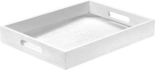 Miniatura 12 de ATZYmolin - Bandeja de madera para servir con asas, bandeja decorativa rectangular otomana para el hogar, bandeja de tocador para desayunos, cenas
