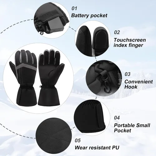 Miniatura 6 de MMlove USB Heated Gloves for Men Women, Touchscreen, Waterproof, Outdoor & Indoor Hand Warmers for Climbing,Motorcycling,Skiing