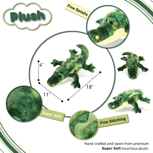 Miniatura 3 de DolliBu - Animal de peluche de cocodrilo, suave cocodrilo verde, adorable juguete de peluche de cocodrilo para jugar, lindo regalo de vida salvaje