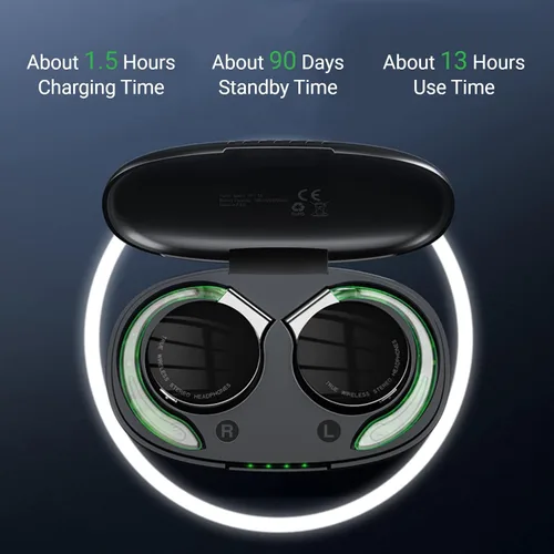 Miniatura 4 de Jectse Auriculares con clip, Bluetooth 5.2 con estuche de carga, modo brillante, llamadas binaurales HD, color negro