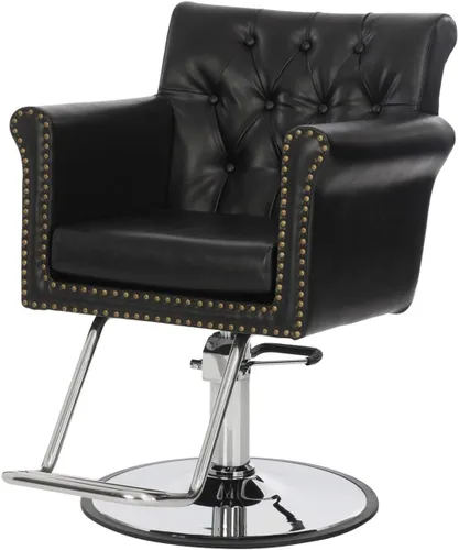 Buy-Rite Chelsea - Silla de salón copetuda negra con ribete de clavos, cojín extraíble de 3.5 pulgadas, bomba hidráulica y brazos acolchados para