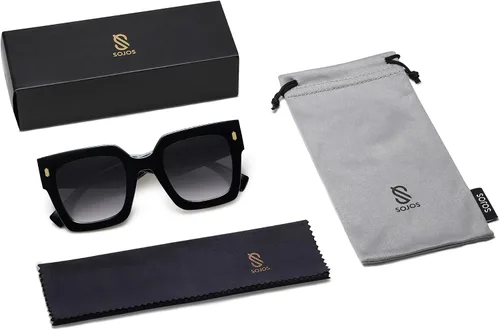 Miniatura 24 de SOJOS Gafas de sol cuadradas vintage de gran tamaño para mujer, estilo retro, de lujo, grandes, UV400 SJ2194