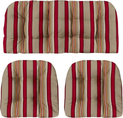 Miniatura 87 de RSH DECOR: Sunbrella 3-Piece Tufted Wicker Cushion Set 44" x 22" & 22" x 22" Outdoor Loveseat & U-Shaped Seat Cushions Crafted with