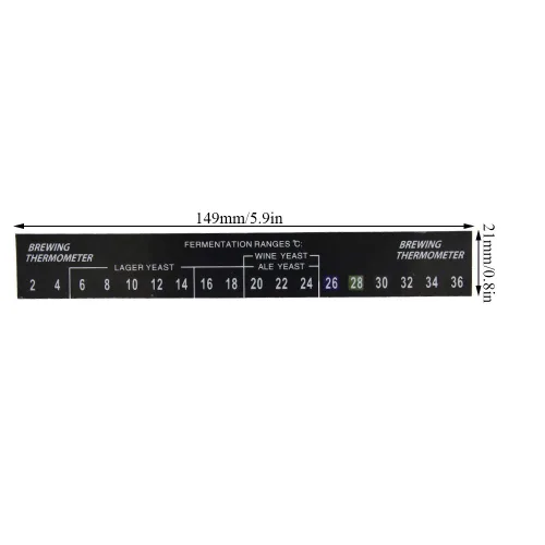 Miniatura 2 de Fdit Adhesivo para termómetro de elaboración, paquete de 5, LCD adhesivo, rango 2-36C, para bebidas alcohólicas de vino de cerveza casera, 0.8 x 5.9