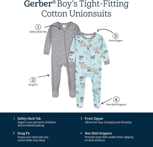 Miniatura 4 de Gerber Baby Boys 4-Pack Footed Pajamas