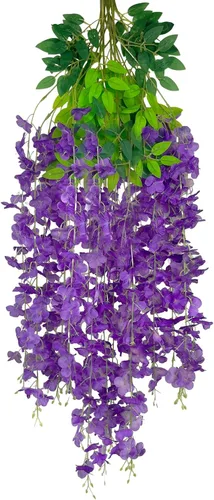 Miniatura 54 de Paquete de 12 guirnaldas de flores colgantes de glicina blanca, enredaderas de flores artificiales de 3.77 pies, glicinia falsa, guirnalda colgante