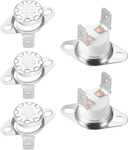 Miniatura 18 de uxcell KSD301 Termostato 266.0 °F/266°F 10A Normalmente Cerrado N.C Ajuste Snap Disc Interruptor de temperatura para microondas, horno, cafetera 2