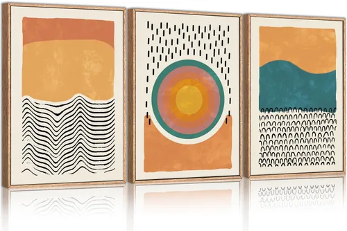 Miniatura 57 de HPINUB - Lienzo decorativo abstracto moderno para pared, juego de 3 impresiones artísticas enmarcadas, pintura de pared grande en blanco y negro, 16