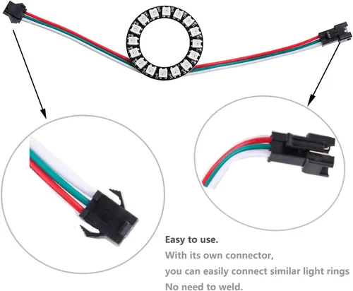 Miniatura 2 de Anillo de luz de píxeles direccionables individualmente con 16 LED, WS2812B 5050 RGB de 16 LED, módulo LED programable a todo color DC5V