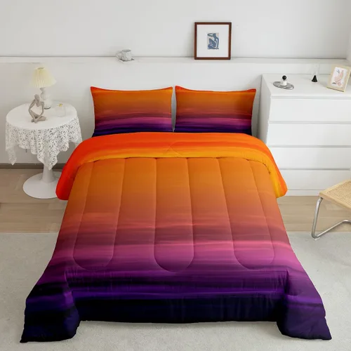Miniatura 30 de jejeloiu Juego de edredón de dibujos animados para niños, tamaño individual, estampado de gatos, juego de ropa de cama con patrón de hojas, edredón
