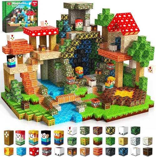 Miniatura 11 de Goody King Mundo de Bloques Magnéticos de Dinosaurio y Volcán 100 Piezas de Bloques Magnéticos de Dinosaurio, Juguetes Sensoriales STEM Montessori