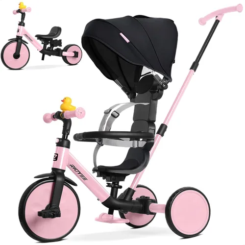 Miniatura 9 de RIDYEE Triciclo 8 en 1 para 1.5-5 años, interruptor sin herramientas, triciclo para niños pequeños con mango de control de dirección para padres