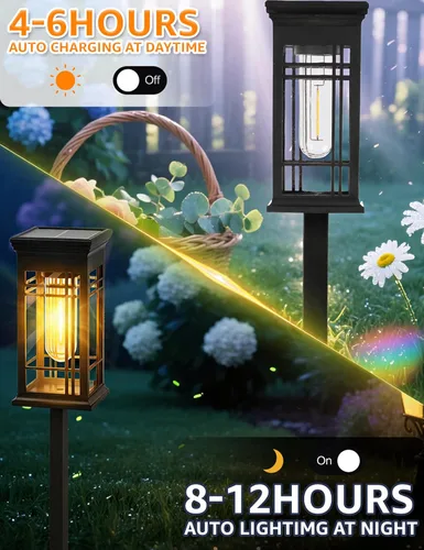 Miniatura 4 de Paquete de 8 luces solares impermeables para exteriores, luces solares brillantes para caminos con encendido/apagado automático, iluminación