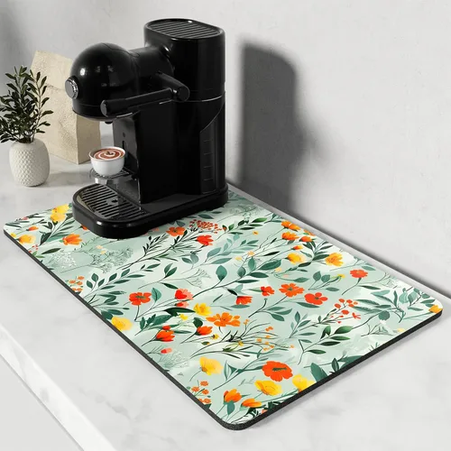 Miniatura 63 de Rnivvi Tapete de secado de platos para encimera de cocina, 16 x 18 pulgadas, bonita almohadilla de secado absorbente resistente al calor con goma