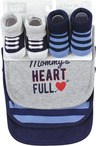 Miniatura 76 de Hudson Baby Conjunto de babero y calcetines unisex de algodón para bebé