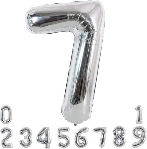 Miniatura 17 de TONIFUL Globos plateados de 40 pulgadas con números grandes del 0 al 9, número 8, globos digitales de aluminio de helio Mylar con números grandes