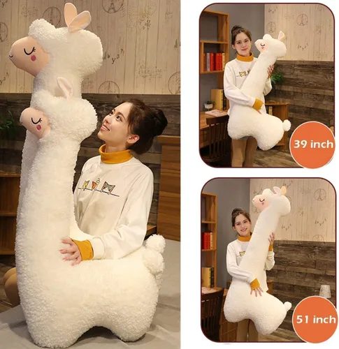 Miniatura 3 de Almohada de felpa de llama, almohada de cuerpo largo de felpa de alpaca de 39 pulgadas, animal de peluche de alpaca, regalo de Navidad y cumpleaños