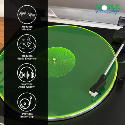 Miniatura 6 de Alfombrilla de acrílico para tocadiscos - Plato deslizante de vinilo para tocadiscos de 12 pulgadas - Reduce el ruido y mejora la calidad del sonido