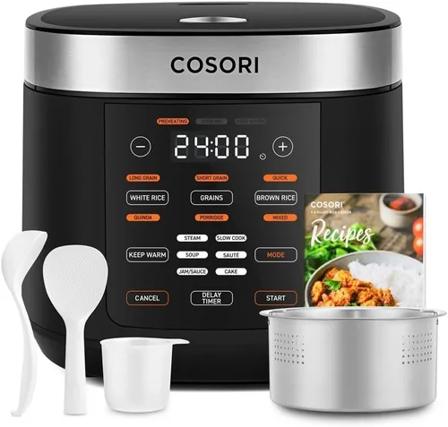 Miniatura 7 de COSORI Arrocera 10 Tazas, Mantiene Caliente 24h, Olla Interna de Cerámica Antiadherente, Arrocera Lógica Difusora de 18 Funciones con Cesta de Vapor