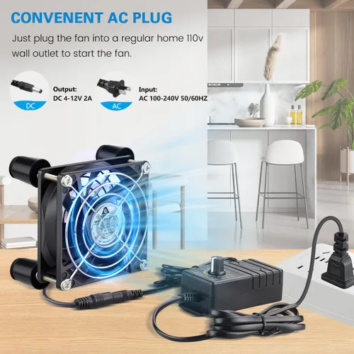 Miniatura 4 de GDSTIME Ventilador de ordenador de 80 mm x 25 mm con enchufe AC, controlador de velocidad variable de 100V-240V para enfriamiento de componente