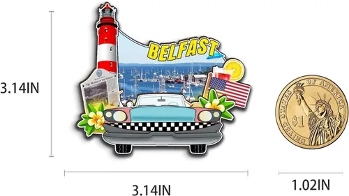 Miniatura 3 de Belfast Maine - Imán de madera para nevera, diseño 3D, para viajes, coleccionables, recuerdos, decoración hecha a mano