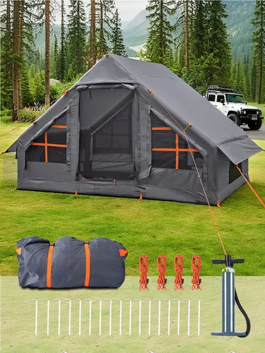 Miniatura 8 de Carpas inflables para acampar - Tienda de glamping fácil de inflar con bomba manual, tienda inflable de aire de PVC impermeable para acampar