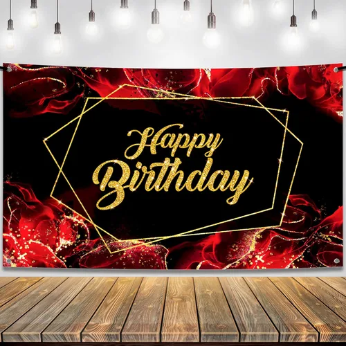 Miniatura 10 de KatchOn, Cartel de feliz cumpleaños rojo y negro - Xtragrande 72 x 44 pulgadas Cartel de fondo para decoraciones de feliz cumpleaños