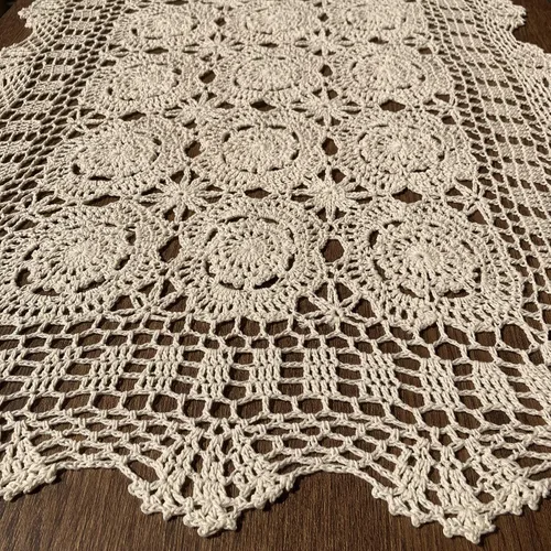 Miniatura 4 de Hsvanyr Mantel rectangular de algodón hecho a mano con encaje de ganchillo, 19 x 27 pulgadas, centros de mesa beige para comedor