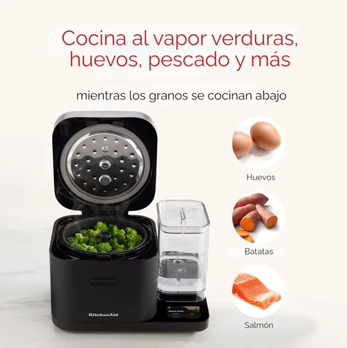 Miniatura 4 de Olla para granos y arroz KitchenAid de 8 tazas con báscula integrada de detección automática + tanque de agua, KGC3155, negro mate