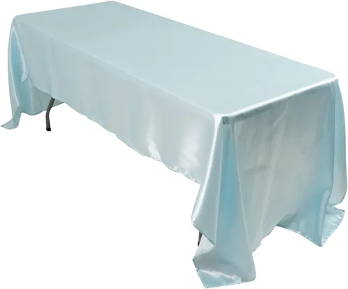 Miniatura 86 de Efavormart - Mantel rectangular de satén, 90 x 132 pulgadas, suave, oblongo, lavable, mantel decorativo de tela sedosa para bodas, fiestas, Plata