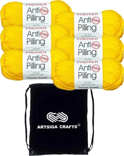 Miniatura 50 de Premier Yarns Everyday Anti-Pelusa Hilo Sólido Verde Pino DN100-8 (6-Madejas - Mismo Lote de Tinta) #4 Peso Estambre Acrílico para Tejer