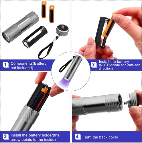 Miniatura 4 de Roceei 10 linternas de luz negra UV, luces LED, luz negra de mano, mini detector de antorcha, linterna UV portátil para mascotas