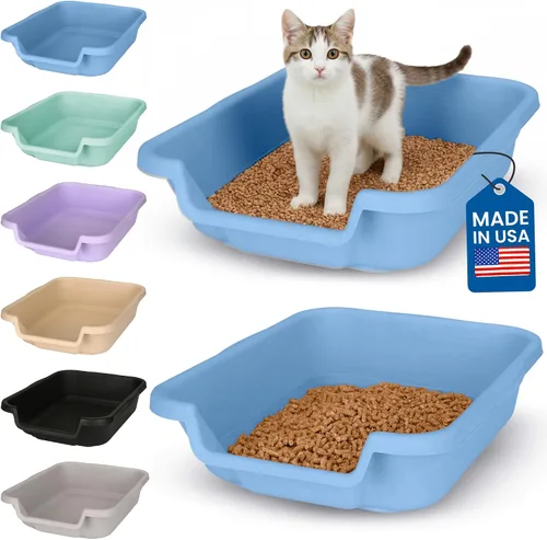Miniatura 36 de KittyGoHere - Caja de arena para gatos mayores, sartén pequeña con cuchara jumbo de mango largo, caja de arena para gatos de entrada baja, ligera