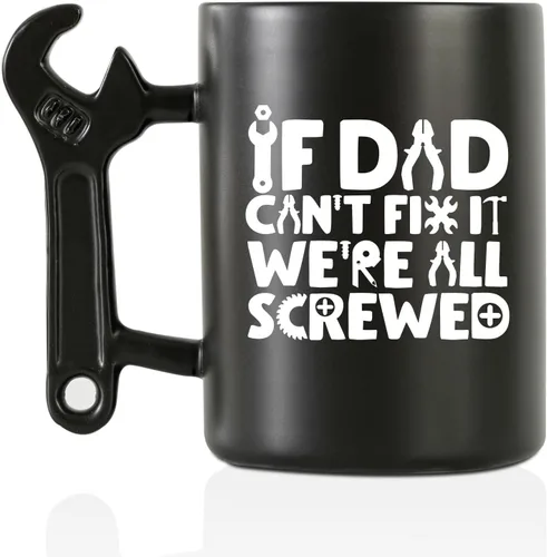 Miniatura 10 de Onebttl Regalos para papá taza de café con mango de llave inglesa, regalos para papá de hija e hijo, taza de cerámica divertida de 13.5 onzas