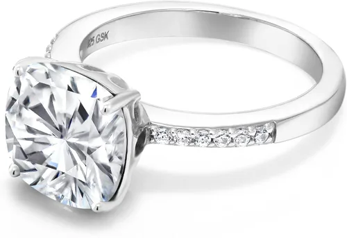 Miniatura 60 de Gem Stone King Anillo de compromiso de plata de ley 925 con piedra preciosa de corte cojín de 0.39 pulgadas Anillo de compromiso de aniversario