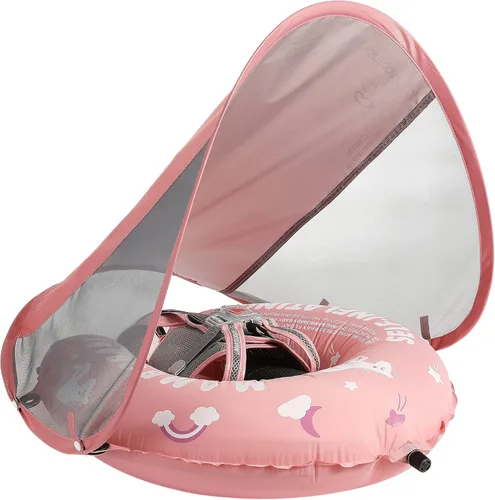 Miniatura 17 de Mambobaby Flotador de natación para bebé con toldo, flotador de bebé sólido no inflable, material de cuero suave impermeable y agradable a la piel