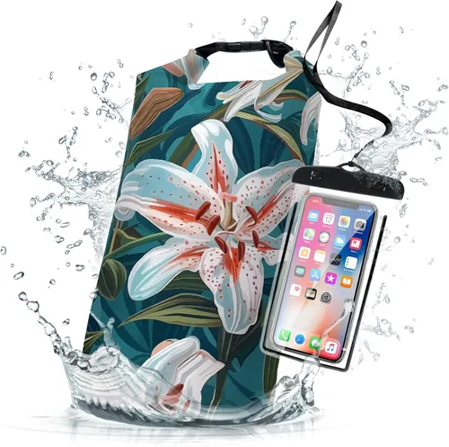Miniatura 11 de Bolsa seca impermeable, con parte superior enrollable, tortuga marina, coral, estrella de mar, pequeña mochila impermeable de 5L/10L/20L, bolsas