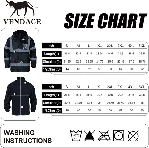 Miniatura 7 de VENDACE Chaquetas de seguridad reflectantes de alta visibilidad para hombres 3 en 1 ANSI Clase 3 Hi Vis Chaqueta de invierno impermeable