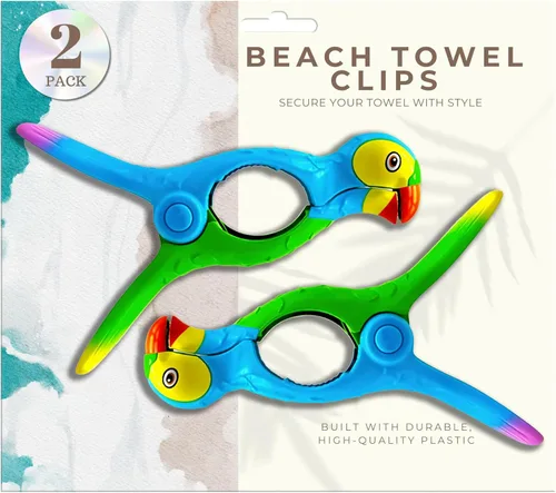 Miniatura 10 de PERFORMORE Clips de toalla de playa, paquete de 2 clips portátiles para toallas, clips de seguridad para sillas de playa, terraza, patio, piscina