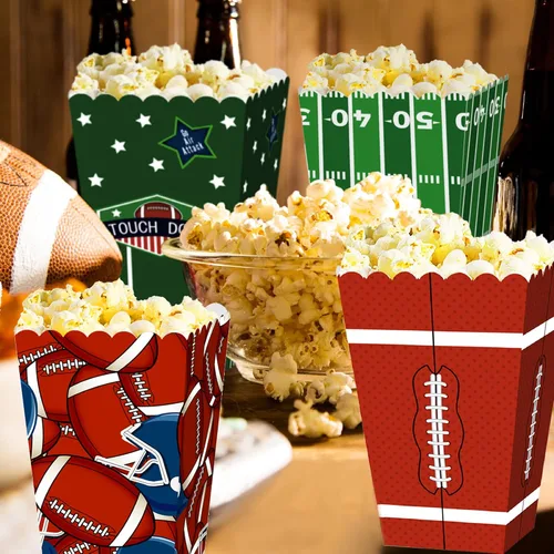 Miniatura 2 de LaVenty Cajas de palomitas de maíz de fútbol Bolsas de recuerdo de fiesta de fútbol Suministros de fiesta de fútbol Bolsas de fiesta de fútbol