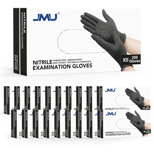 Miniatura 40 de JMU Guantes negros de nitrilo a granel mediano, caja de 1200, 3.5 mil, sin látex sin polvo